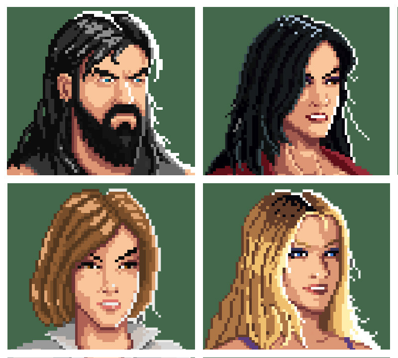 Character portraits.