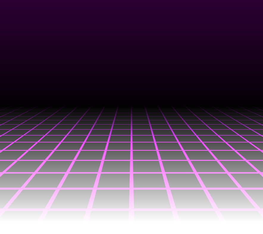 A wireframe with a syntwave vibe for 3D MODELING & ART section.