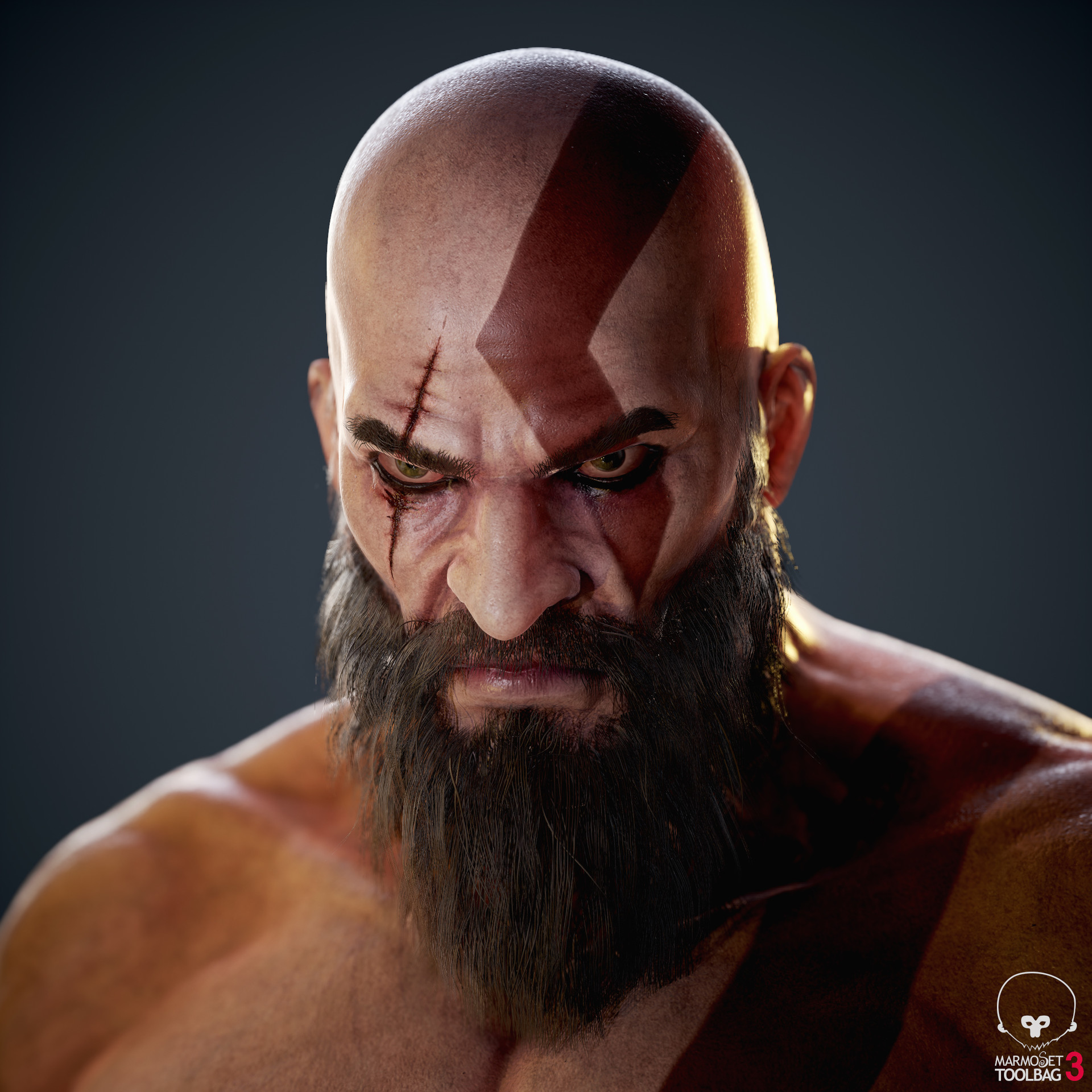 Kratos Bust, God of War Fan art
