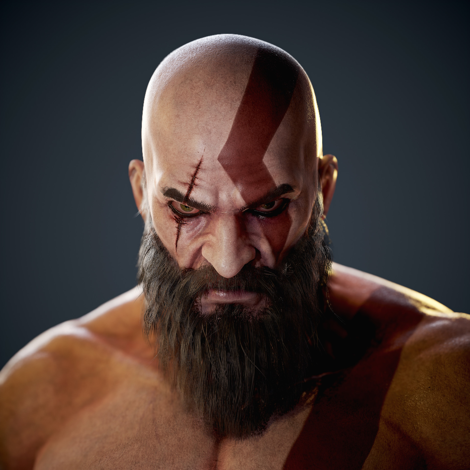 Kratos Bust, God of War Fan art